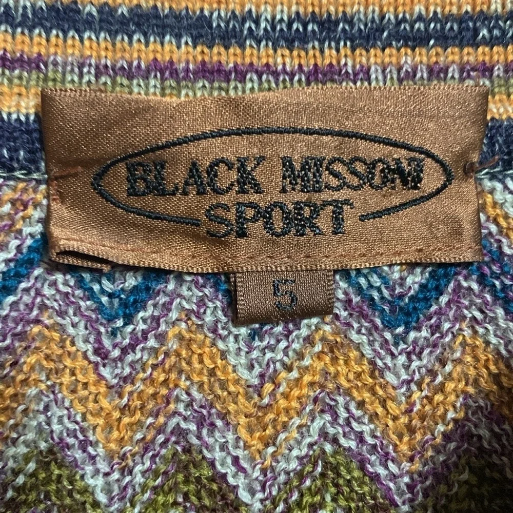 VTG Classic Black Missoni Sport Men’s Zigzag Polo Sweater Academia Luxury XL